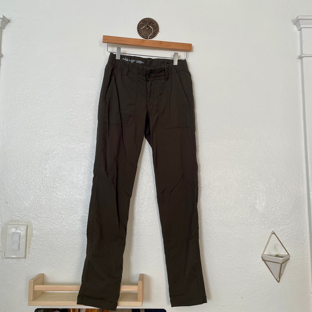 REI Co-op Savanna Trails Hiking Pants Womens 0 Petite Olive Green Straight Leg